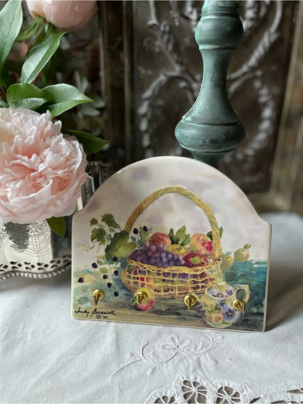Accents | Vintage Ceramic Key Holder Wall Hooks French Country Cottage ...